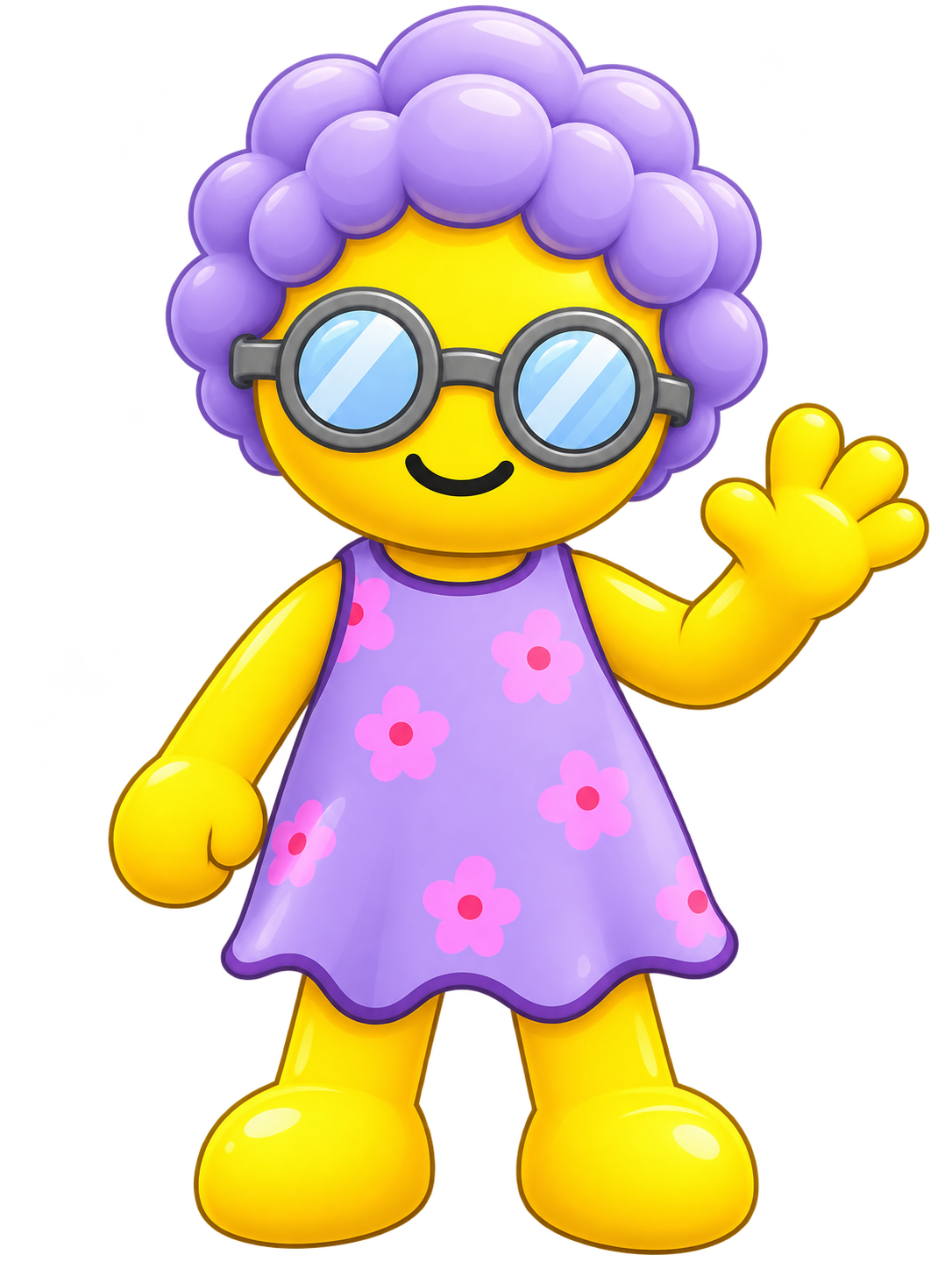 Oma im lila Kleid