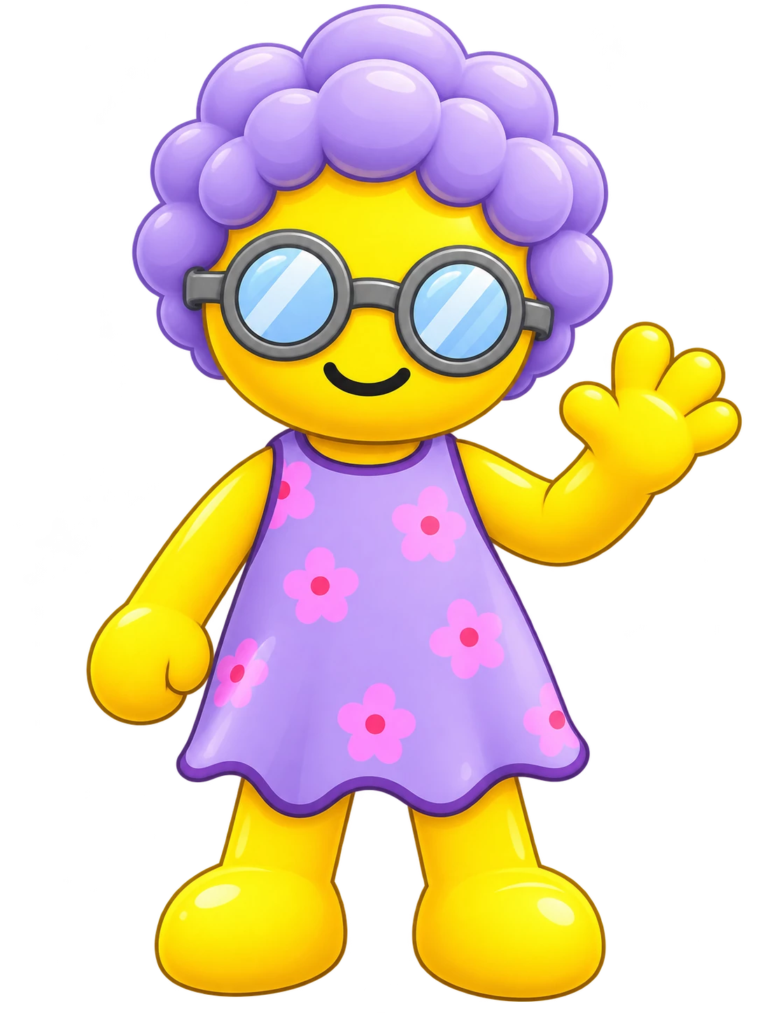Oma im lila Kleid